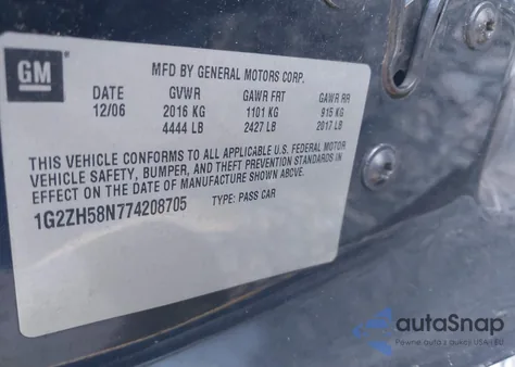 2007 Pontiac G6 Gt z USA, uszkodzony, nr VIN 1G2ZH58N774208705